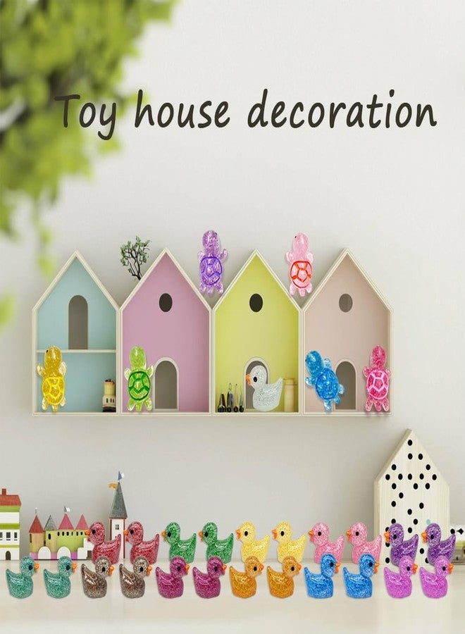 AWEELON 86pcs Mini Resin Animal Figurines,Including Glitter Glowing Duck Bunny Turtle Highland Cow, Glitter Axolotl, Aquarium Dollhouse Decor - Image 4
